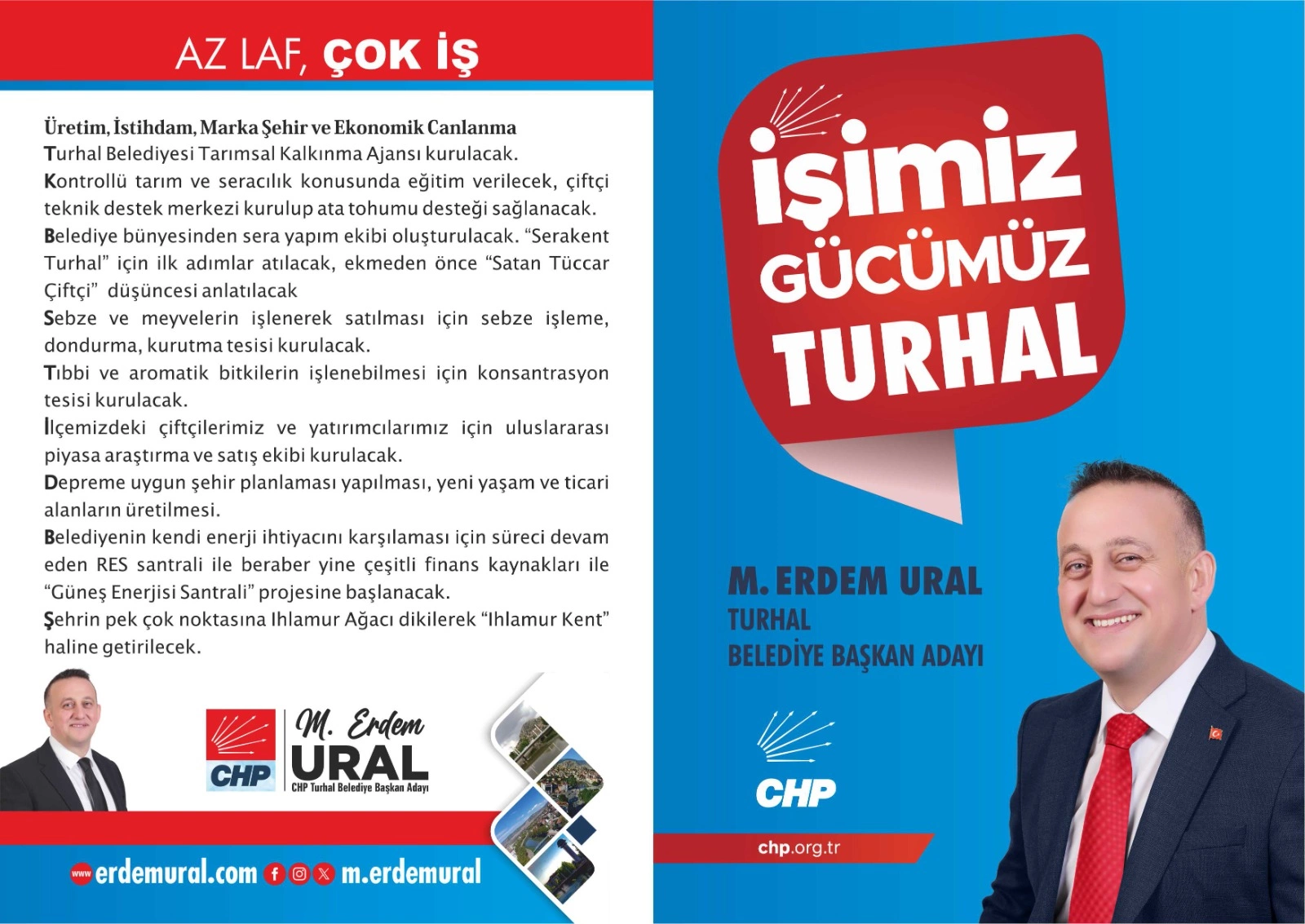 CHP Turhal Belediye Başkan Adayı Mehmet Erdem Ural'ın Projeleri!