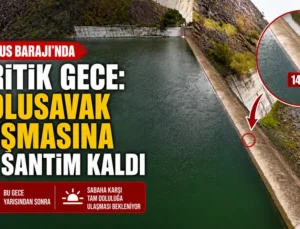 Almus Barajı’nda Dolusavak Taşmasına 14 Santim Kaldı